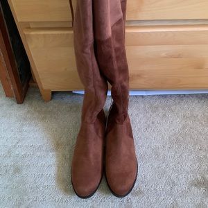 Over the knee brown boots